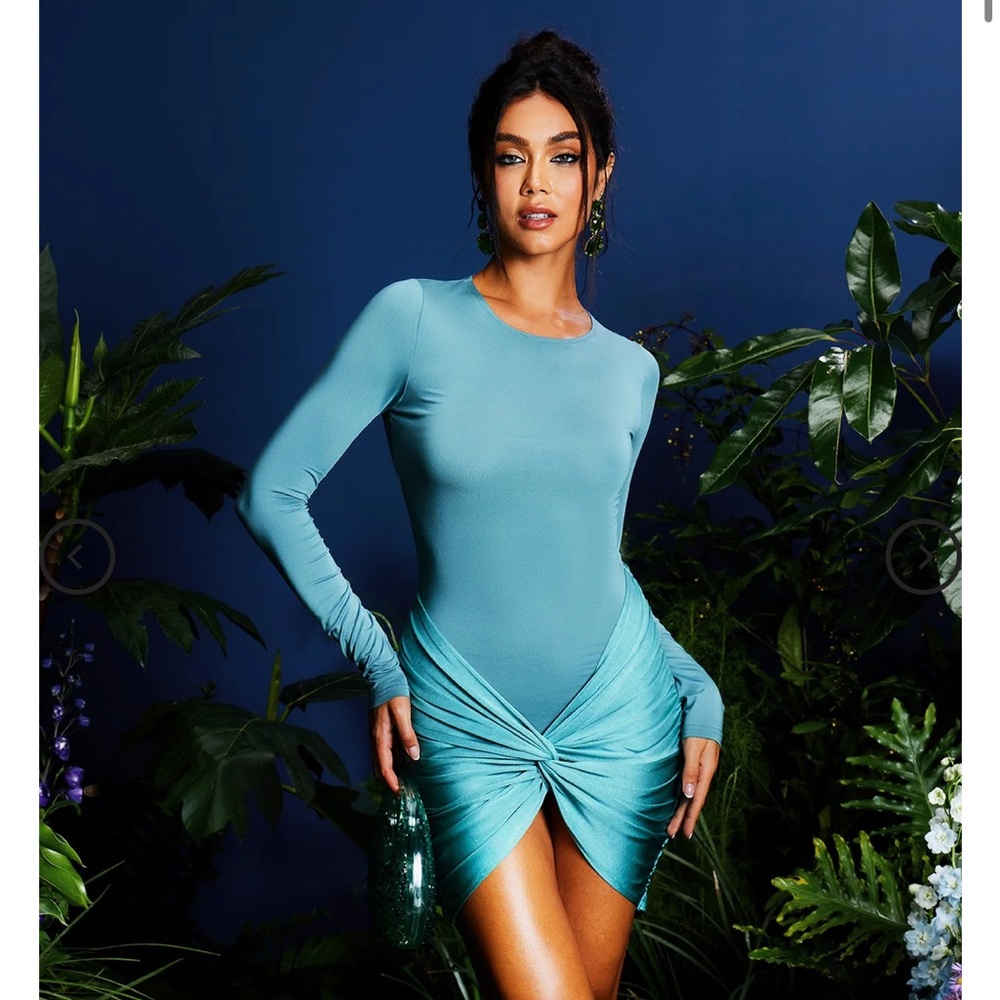 Elegant Green Long Sleeve Dress